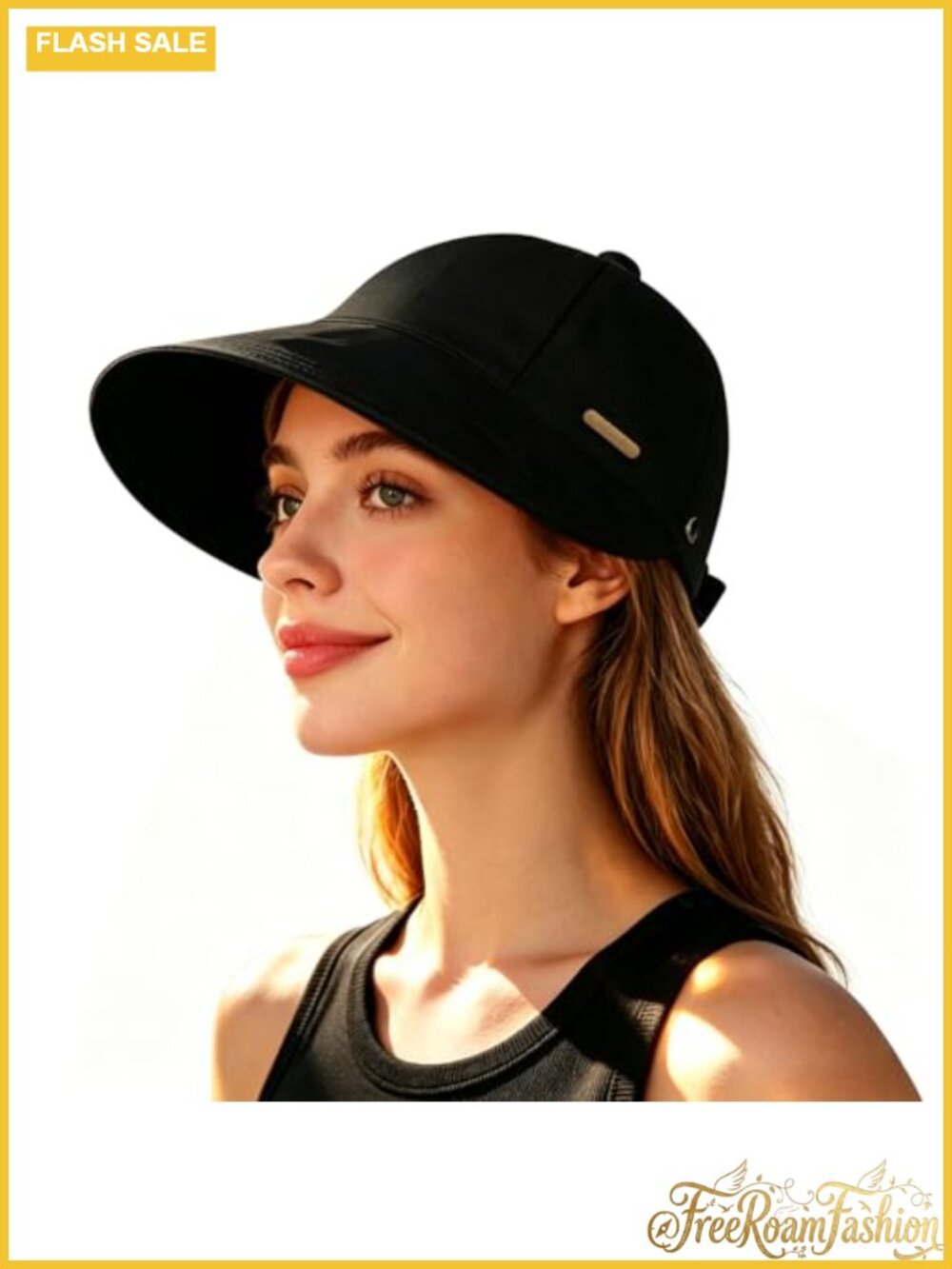 Women's Wide Brim Sun Hat Foldable Ponytail Hole Polyester